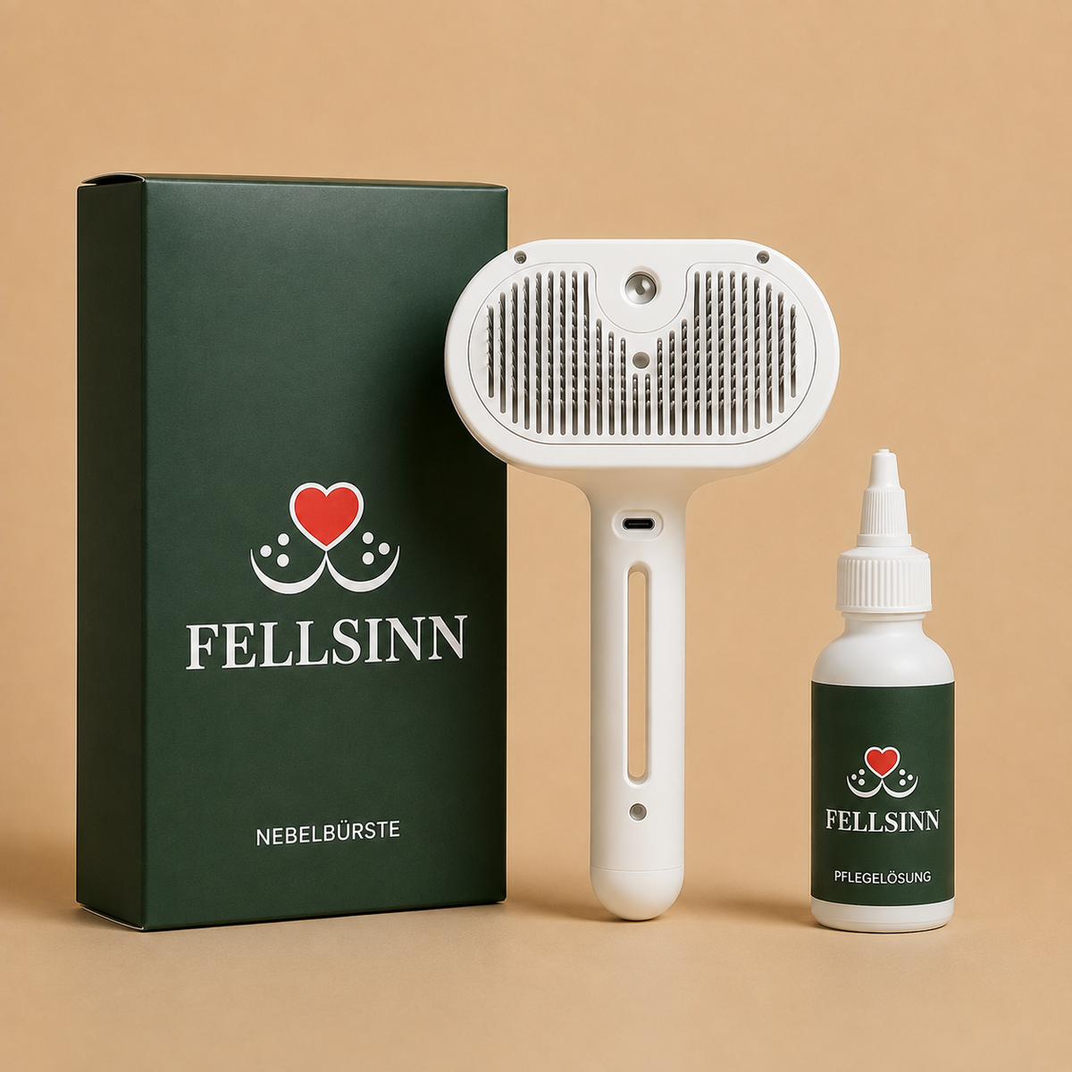 Fellsinn Nebelbürste™ Set mit Verpackung, Bürste und Pflegelösung
