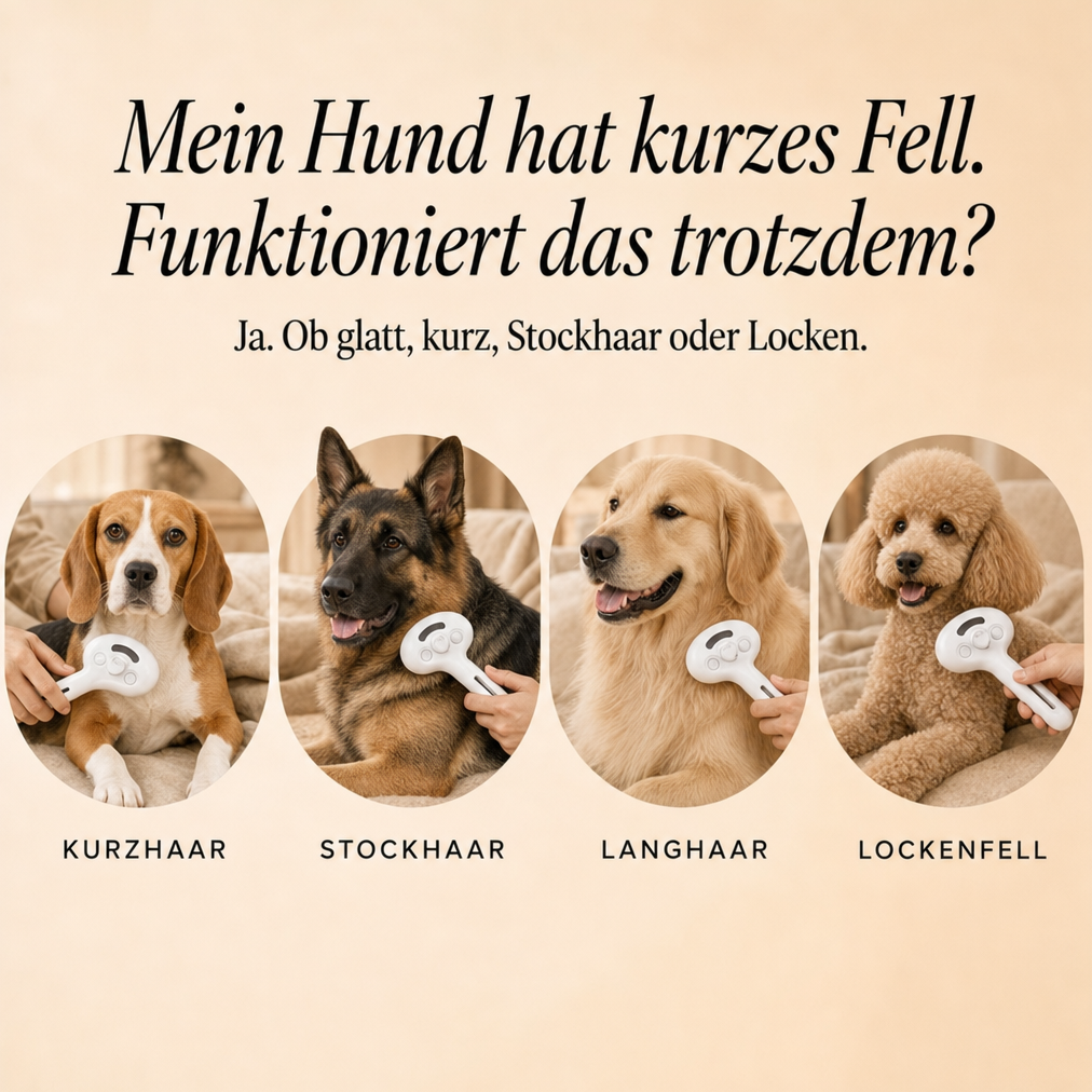 Fellsinn Nebelbürste™ für alle Felltypen: Kurzhaar, Stockhaar, Langhaar und Lockenfell